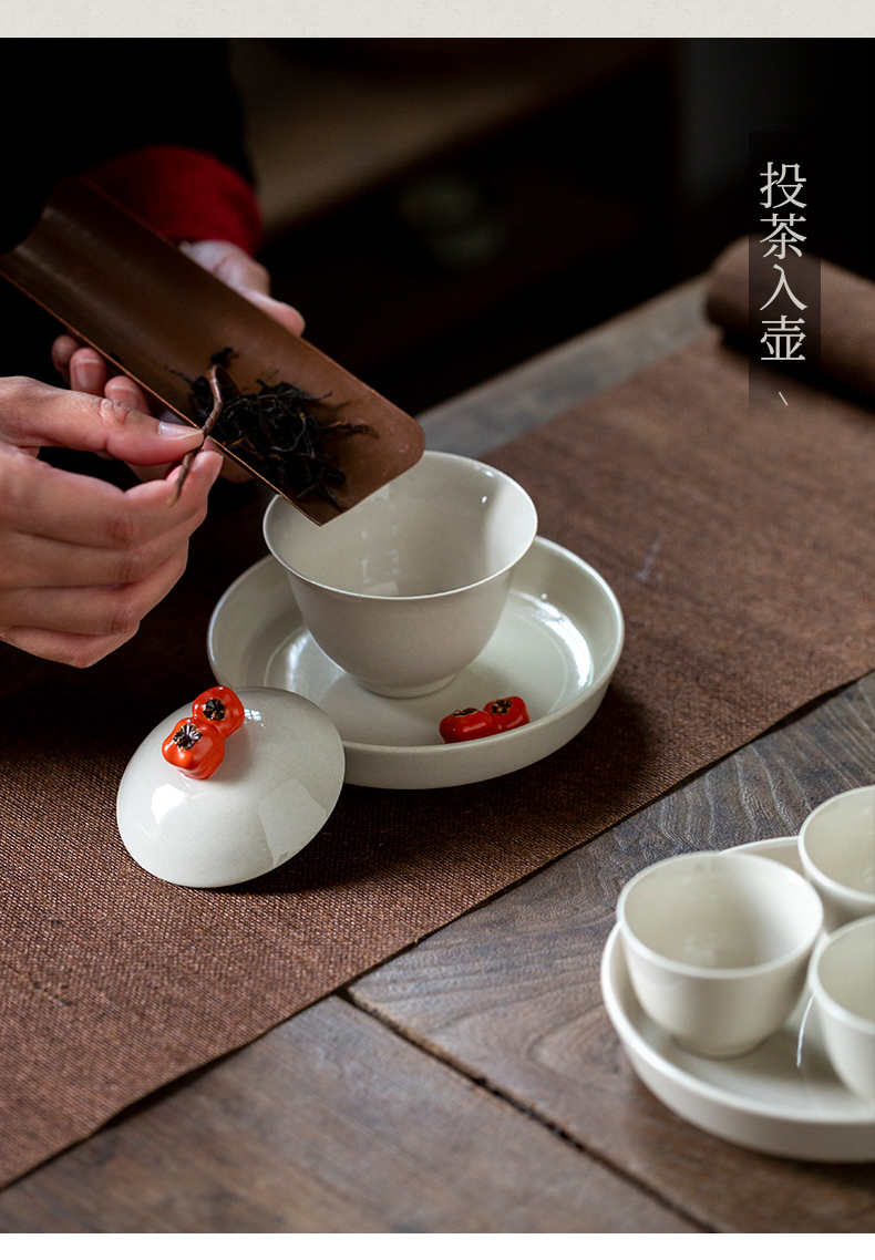 Ultimately responds to plant ash glaze manual tureen jingdezhen domestic tea tea set is not a single three cups of the bowl bowl