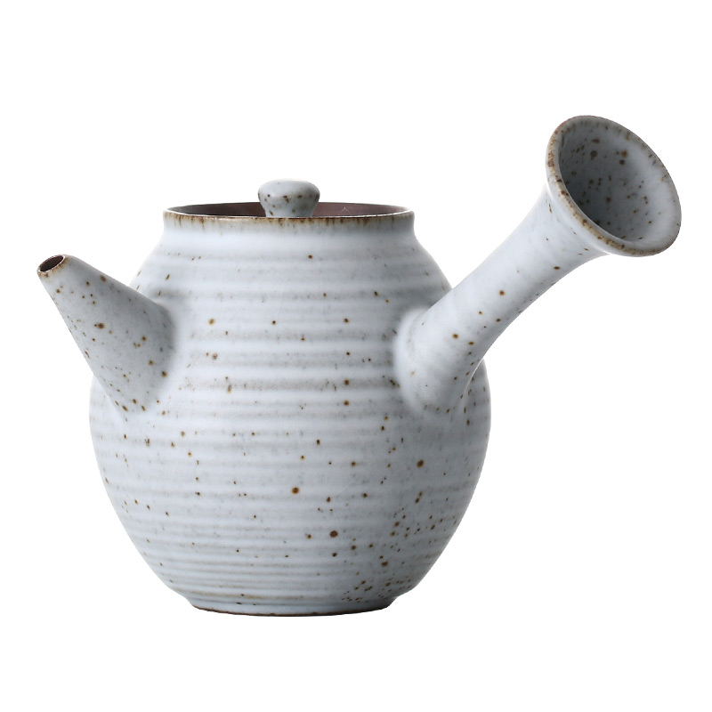 Coarse pottery teapot Japanese side to put the pot of ceramic teapot checking retro mini single pot small kung fu tea set