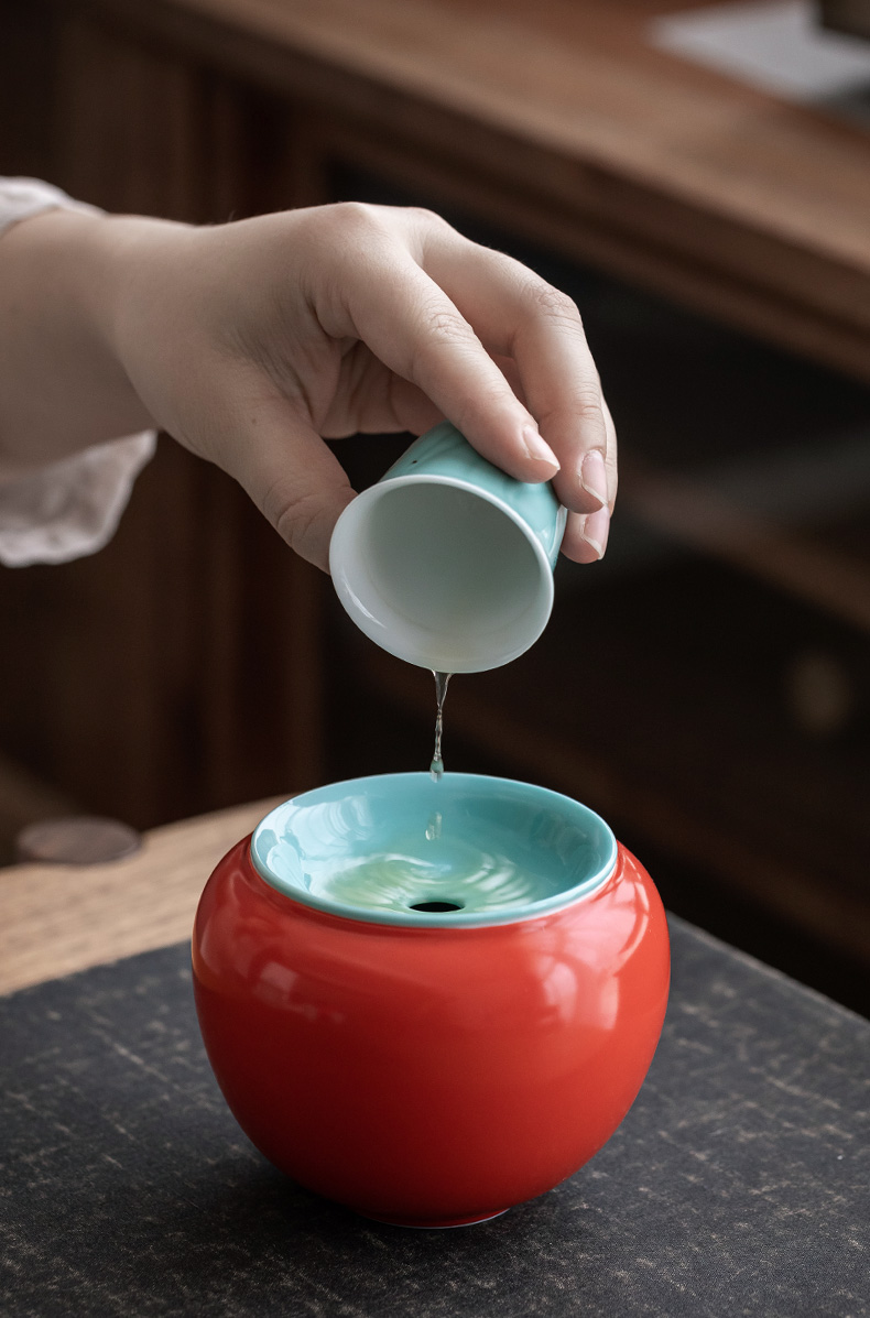 Ultimately responds to the double glaze built water Japanese home zen cup hot wash to small bucket ceramic tea wash to kung fu tea set with a cover on it