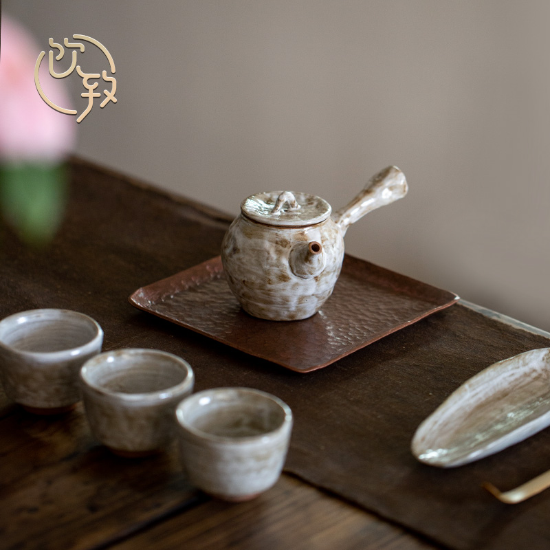 Ultimately responds to hand the wood up change retro side put the pot of Japanese tea set single pot of a single filter ceramic checking teapot