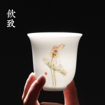 Drinking to DeHua white porcelain Kung Fu Tea Cup Master Cup Cup Single Cup ceramic single cup tea set large capacity female