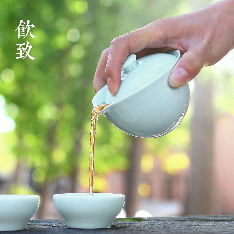 Ultimately responds to shadow celadon travel tea set a pot of two cups of portable package mini ceramic kunfu tea contracted to crack a cup