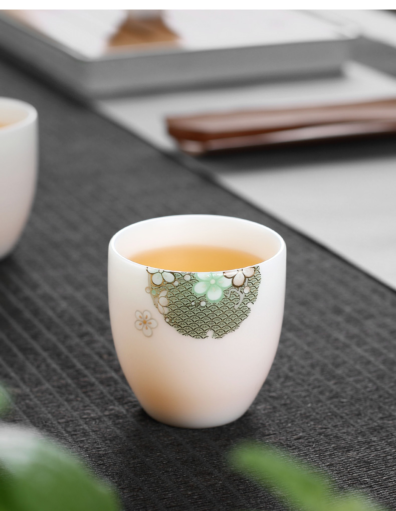 Ultimately responds to dehua white porcelain jade porcelain teacup large single kunfu tea cup a single master cup tea cups of tea by hand