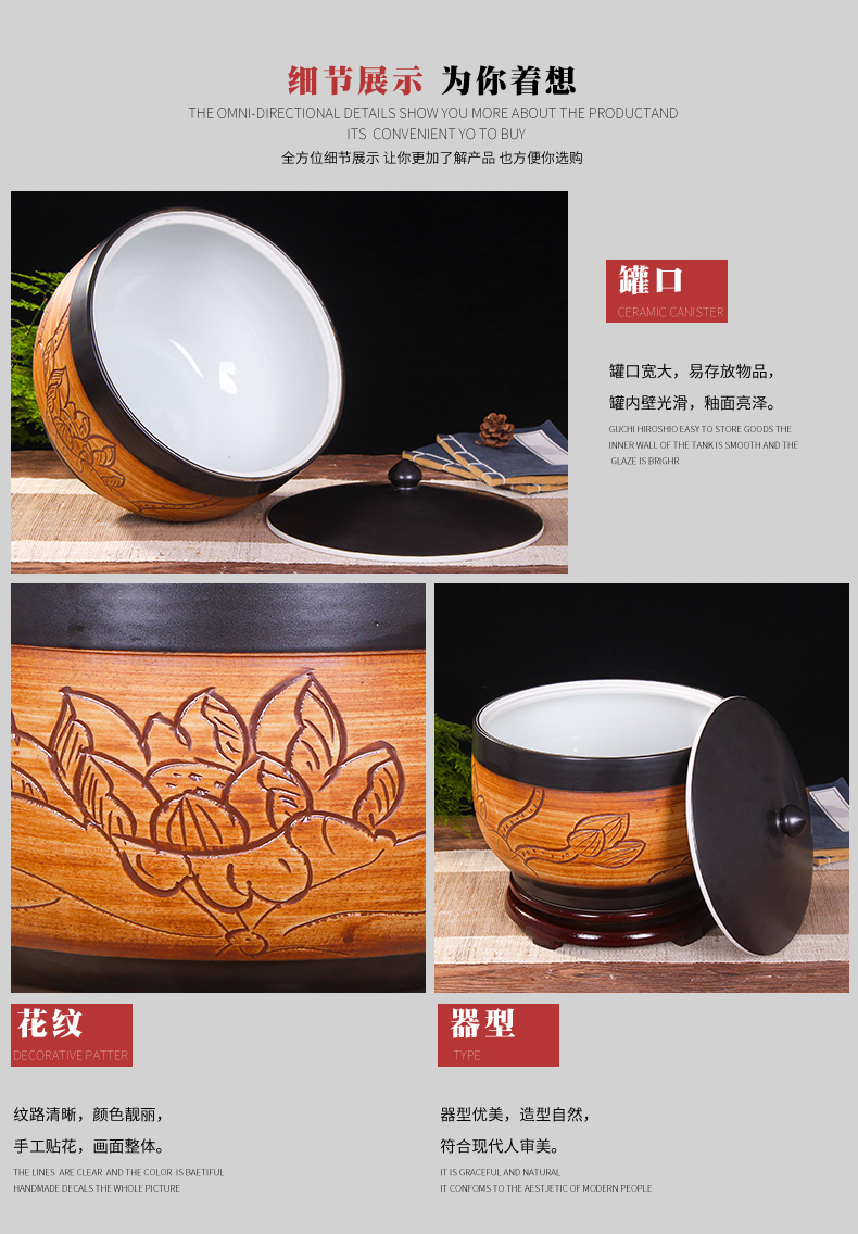 Art spirit of jingdezhen ceramic barrel ricer box store meter box with cover insect - resistant seal tank cylinder storage tank