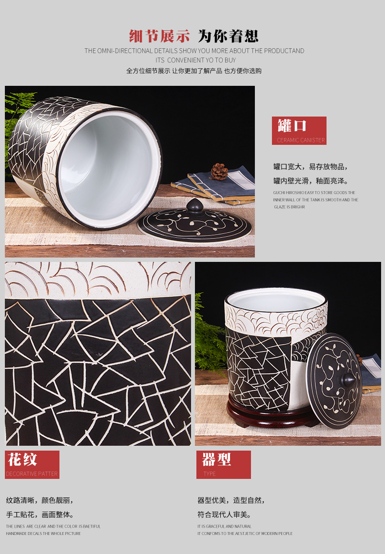 Jingdezhen kitchen household ceramic barrel storage bins with cover insect - resistant type seal tank cylinder storage tank