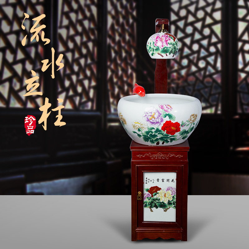 Household jingdezhen ceramic goldfish bowl loop filter - oxygen atomization goldfish bowl sitting room feng shui plutus gift porcelain
