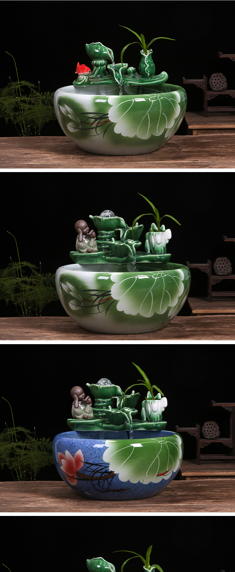 Art spirit of jingdezhen ceramic cylinder aquariums balcony gold furnishing articles lotus desktop small circulation water fish bowl