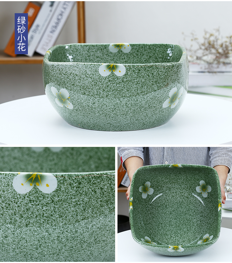 Jingdezhen ceramic aquarium fangyuan lotus blue and white goldfish turtle GangPen sleep bowl lotus refers to basin cylinder tank sitting room