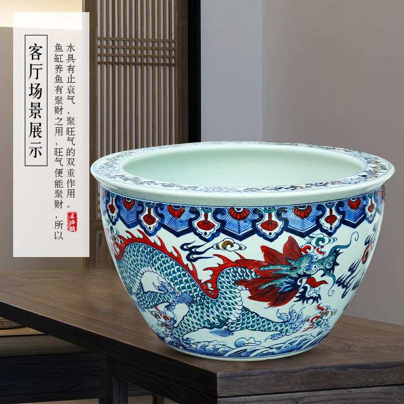 Jingdezhen ceramic aquarium water lily basin bowl lotus lotus cylinder cylinder raise goldfish bowl tortoise GangPen sitting room place the flood water