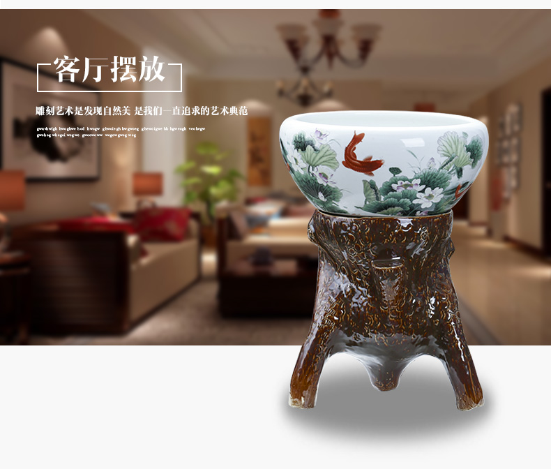 Jingdezhen aquariums small sitting room feng shui plutus pillar landing turtle goldfish pond lily bowl lotus