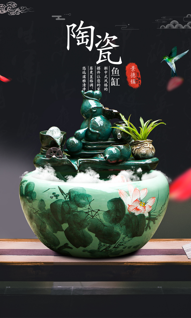 Art spirit of jingdezhen ceramic aquarium circulating water - oxygen filter goldfish goldfish bowl sitting room the tortoise cylinder furnishing articles