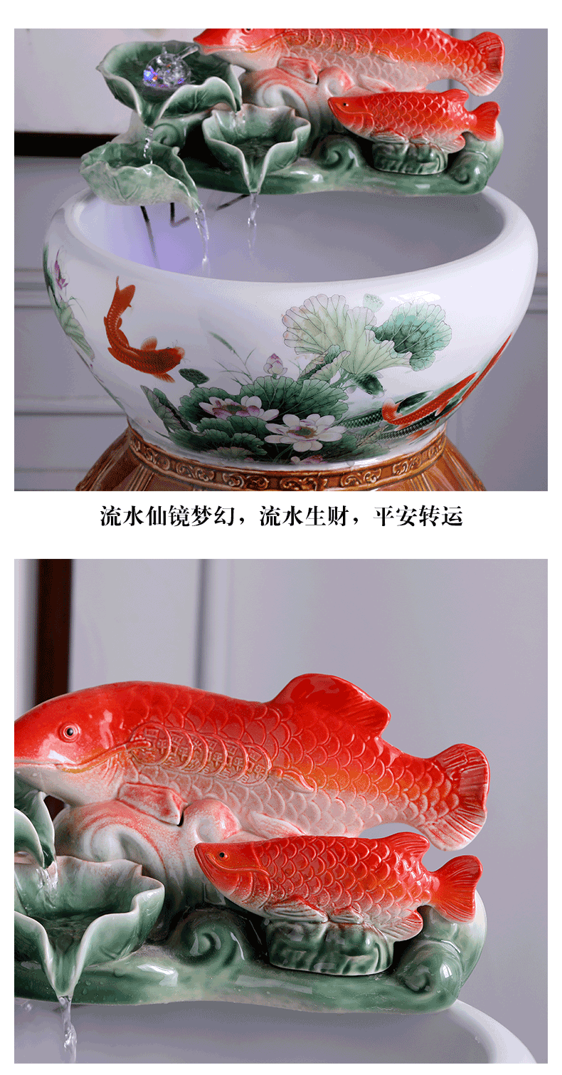 Ceramic water fountain small place atomizing humidifier loop filter feng shui plutus aquarium desktop sitting room adornment