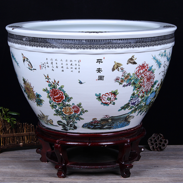 Jingdezhen ceramic aquarium pet gold fish tank water lily basin bowl lotus lotus cylinder cylinder tortoise GangPen sitting room place the flood water