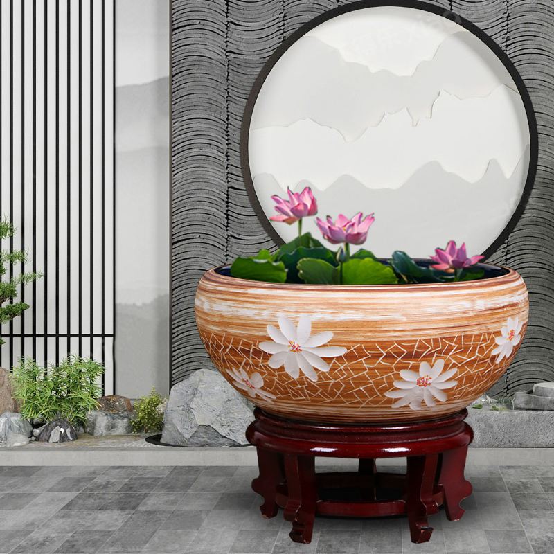 Jingdezhen ceramic aquarium desktop small place, a feng shui home sitting room turtle pond lily goldfish bowl lotus basin