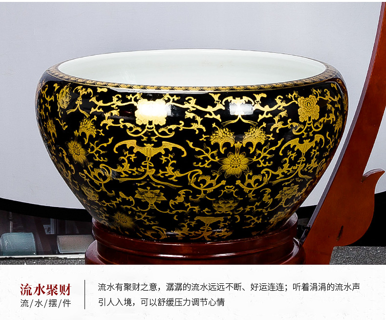 Jingdezhen ceramic aquarium home sitting room aquarium water feng shui plutus furnishing articles filtration cycle of the spray water fish