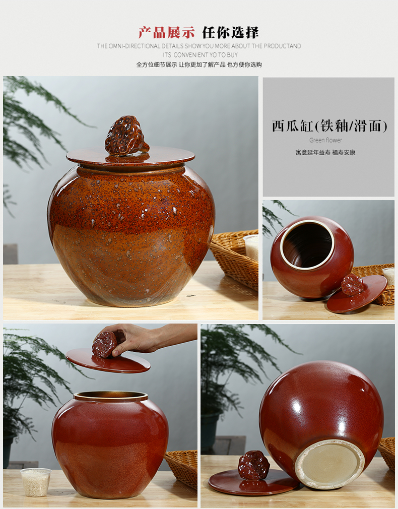 Jingdezhen ceramics with cover household rice storage box sealing insect - resistant with cover ceramic barrel storage ricer box sealing type barrel