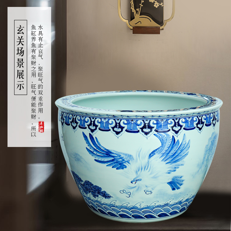 Jingdezhen ceramic aquarium water lily basin bowl lotus lotus cylinder cylinder raise goldfish bowl tortoise GangPen sitting room place the flood water