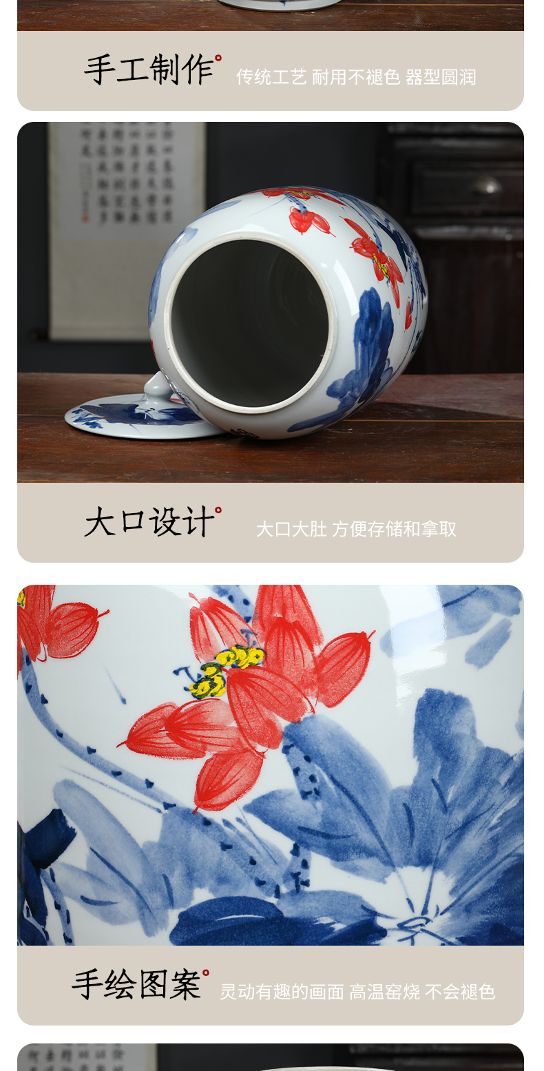 Jingdezhen ceramic barrel hand - made with cover pack ricer box meter box seal storage tank household insect - resistant bucket 20 jins 30 jins