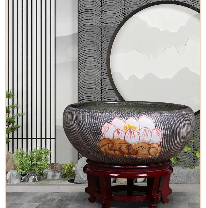 Jingdezhen ceramic aquarium desktop small place, a feng shui home sitting room turtle pond lily goldfish bowl lotus basin