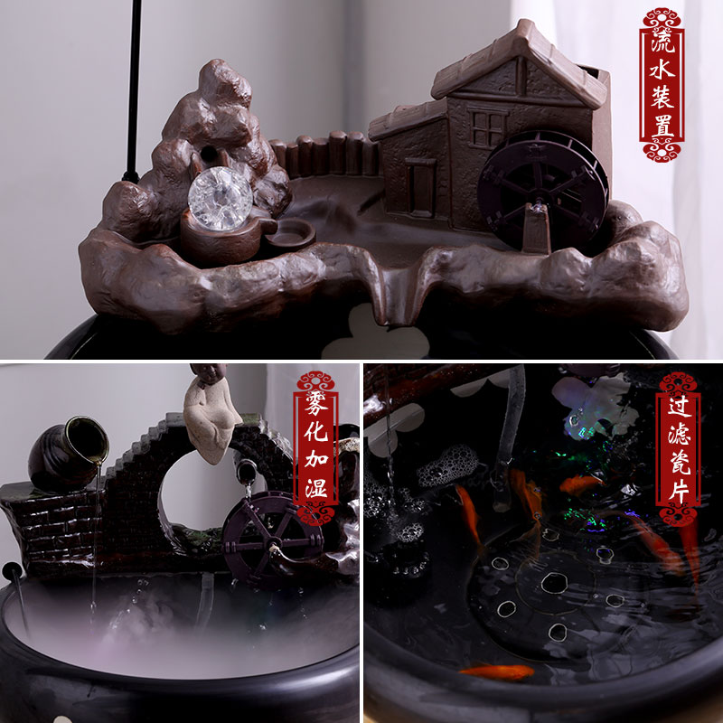 Jingdezhen to restore ancient ways small ceramic - oxygen tank circulation water filter fish bowl sitting room aquarium water furnishing articles