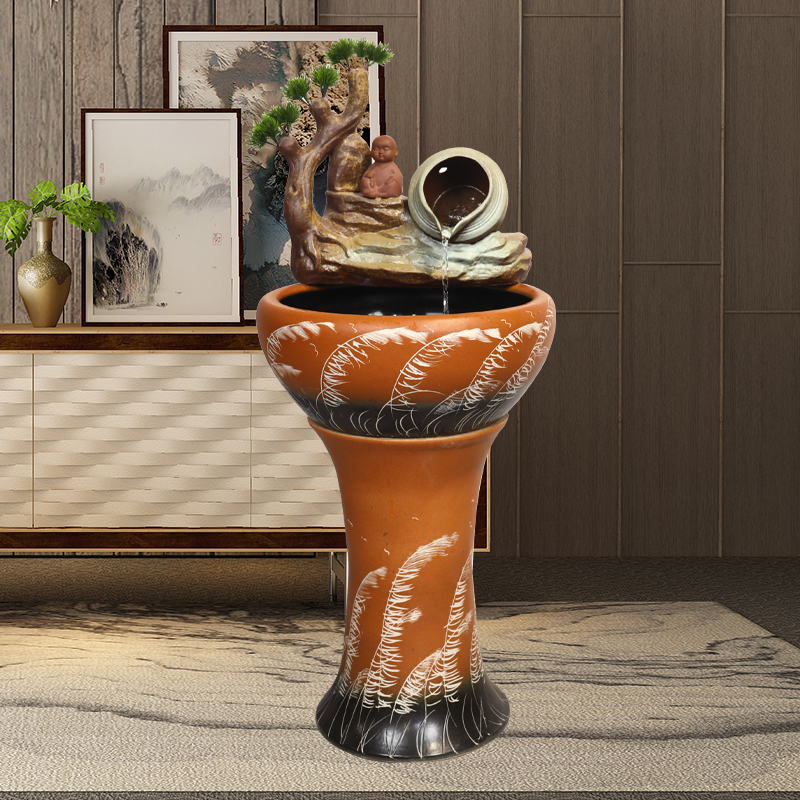 Jingdezhen ceramic floor pillar type water apparatus tank large bowl LianHe flowerpot brocade carp goldfish bowl water lily cylinder
