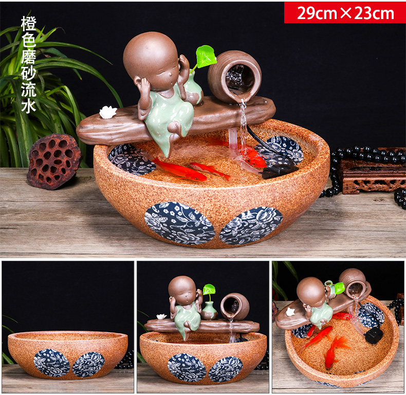 Jingdezhen ceramic aquarium desktop fountain water tank household small fish bowl decorated living room a goldfish bowl