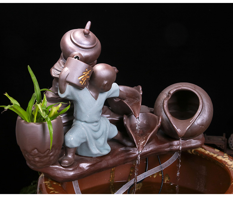 Jingdezhen ceramic creative goldfish bowl cordless desktop furnishing articles of small water circulating water tank