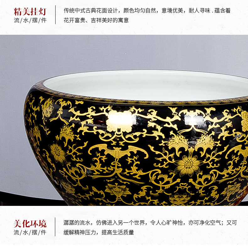 Jingdezhen ceramic aquarium home sitting room aquarium water feng shui plutus furnishing articles filtration cycle of the spray water fish