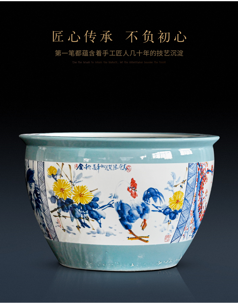 Packages mailed jingdezhen ceramic tank 1 m extra large household porcelain jar goldfish bowl sitting room of large courtyard tortoise cylinder