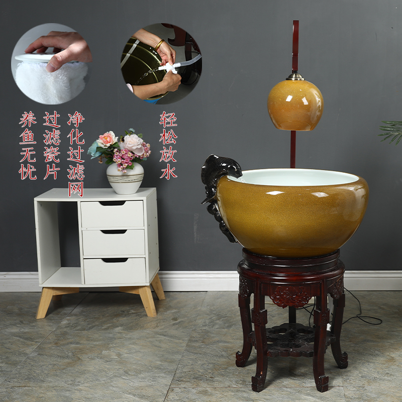 Package mail jingdezhen ceramic automatic cycle - oxygen filter of large tank sitting room adornment raising goldfish bowl goldfish bowl