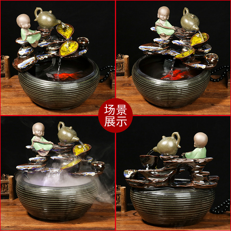 Jingdezhen ceramic aquarium water fountain cycle creative decoration humidifier furnishing articles sitting room of the water