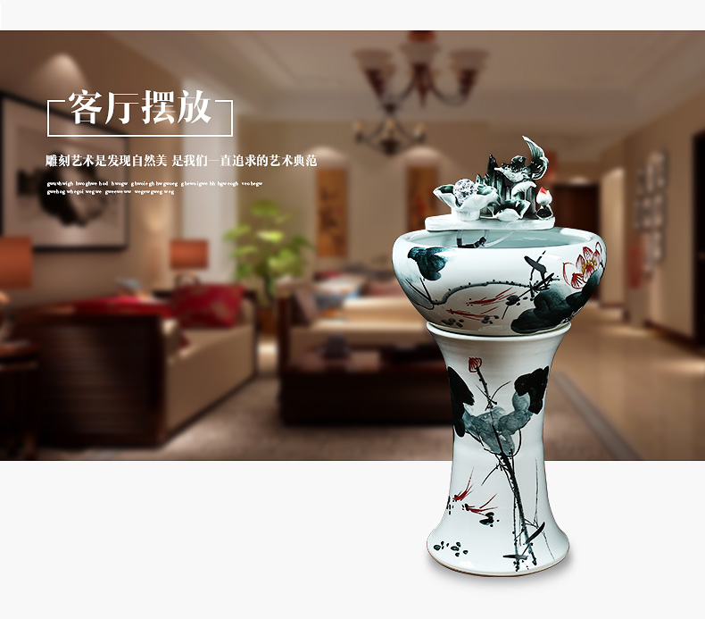 Jingdezhen ceramic oversized filtration pillar landing aquarium fish tank water lily bowl lotus basin brocade carp outside