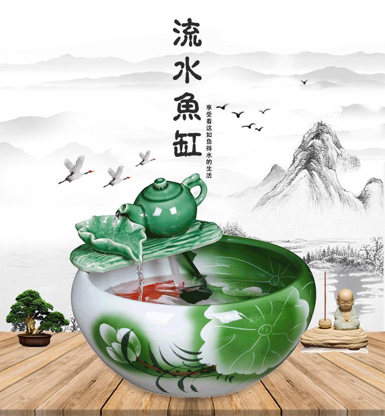 Jingdezhen ceramic aquarium water fountain in the sitting room of small creative goldfish bowl fish bowl furnishing articles sitting room adornment