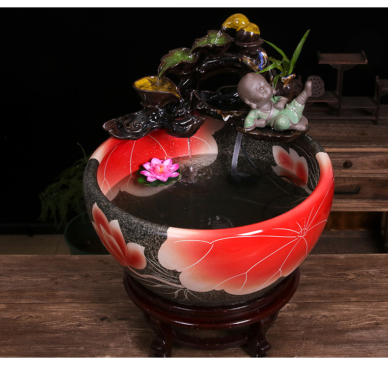 Jingdezhen ceramic aquarium small household adornment miniascape of furnishing articles desktop goldfish bowl office sitting room aquarium fish