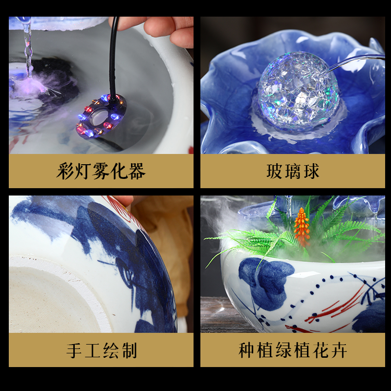 Jingdezhen ceramic aquarium creative furnishing articles circulating water fountain feng shui plutus tortoise cylinder goldfish bowl to office