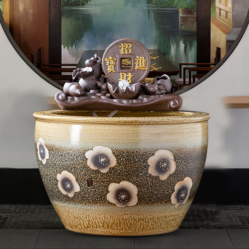 Jingdezhen ceramic goldfish bowl sitting room balcony office furnishing articles water tank filter yard is big fish bowl