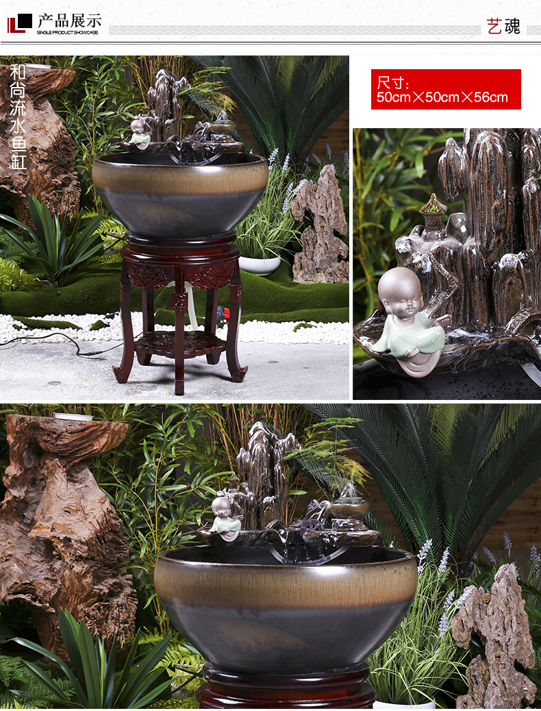 Jingdezhen ceramic filter water fountain in the sitting room adornment tank column humidifying furnishing articles fish basin landscape