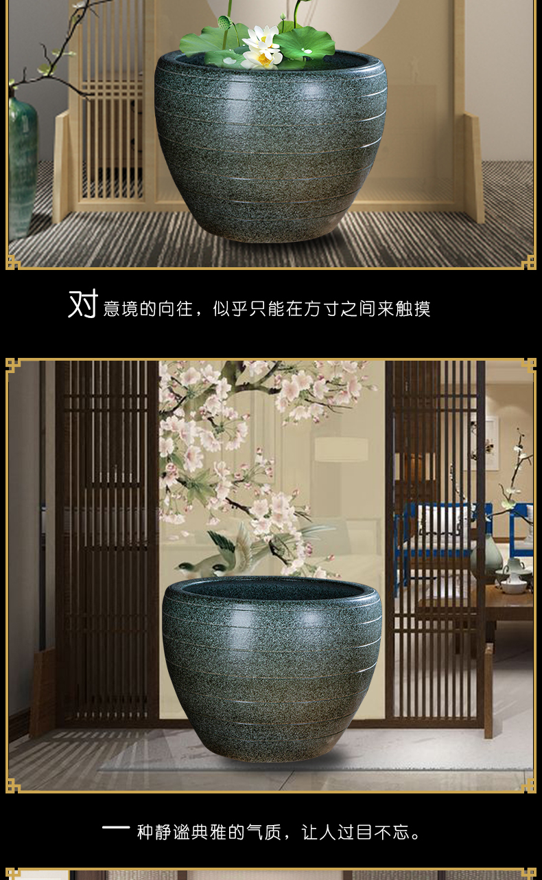 Jingdezhen ceramic aquarium oversized home furnishing articles lotus lotus cylinder tortoise raise goldfish bowl ornaments