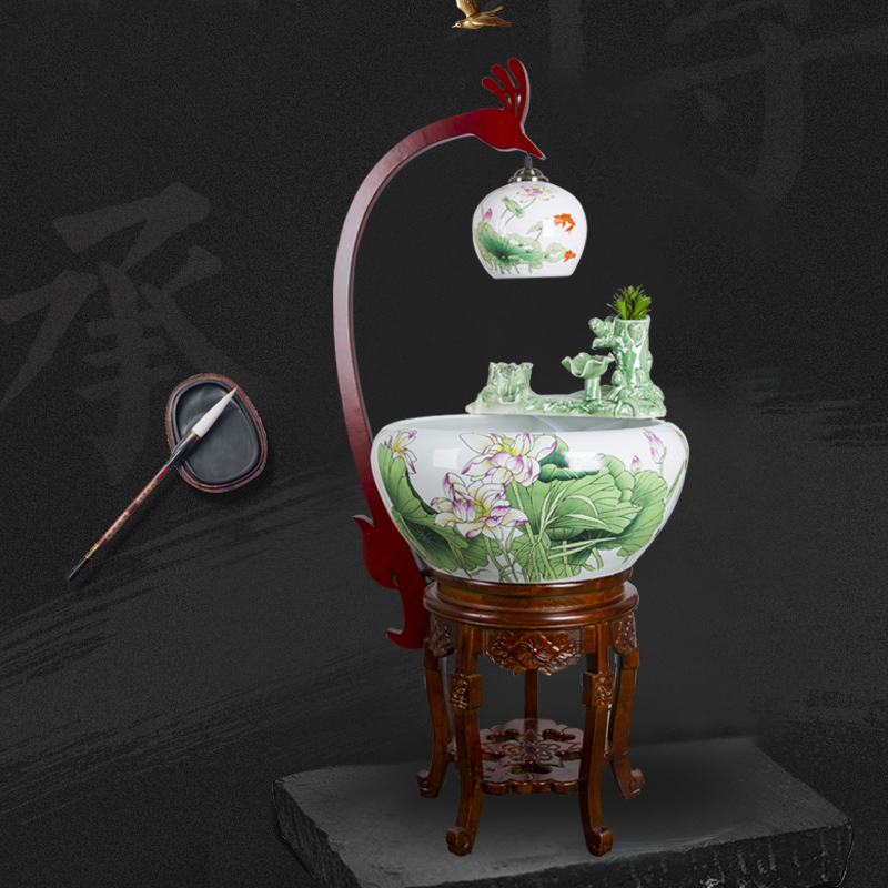 Chinese style household jingdezhen ceramic aquarium oversized to raise a goldfish bowl loop filter tank - oxygen atomization tank