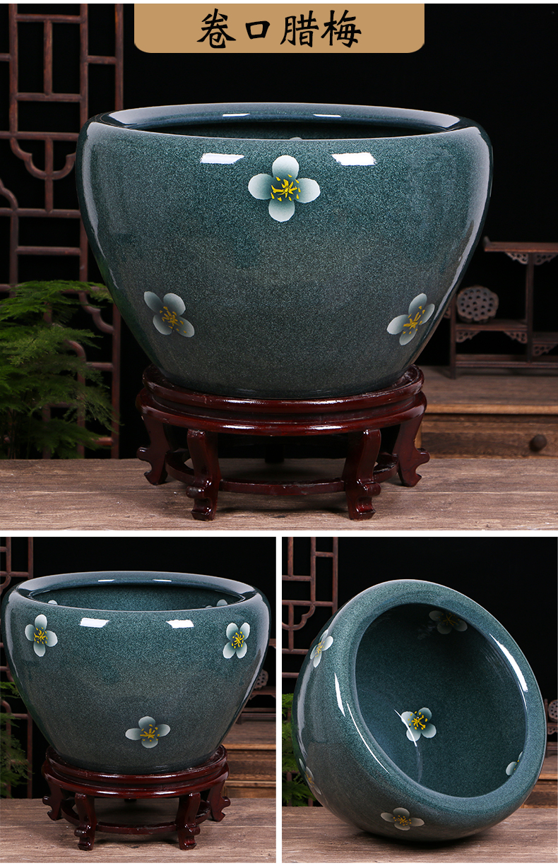 Art spirit of jingdezhen ceramic goldfish bowl courtyard tank aquarium black lotus turtle pond lily lotus home