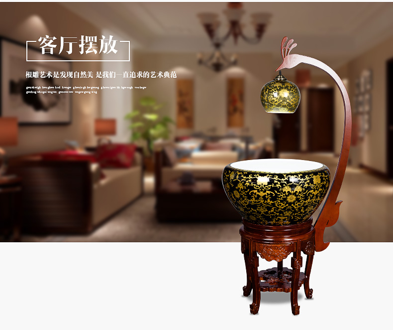 Jingdezhen ceramic aquarium home sitting room aquarium water feng shui plutus furnishing articles filtration cycle of the spray water fish