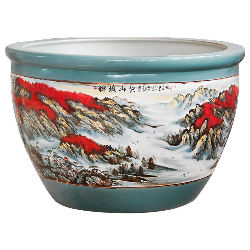 Jingdezhen packages mailed ceramic aquarium 1 meter extra large porcelain jar water lily basin courtyard lotus bowl lotus cylinder cylinder tortoise