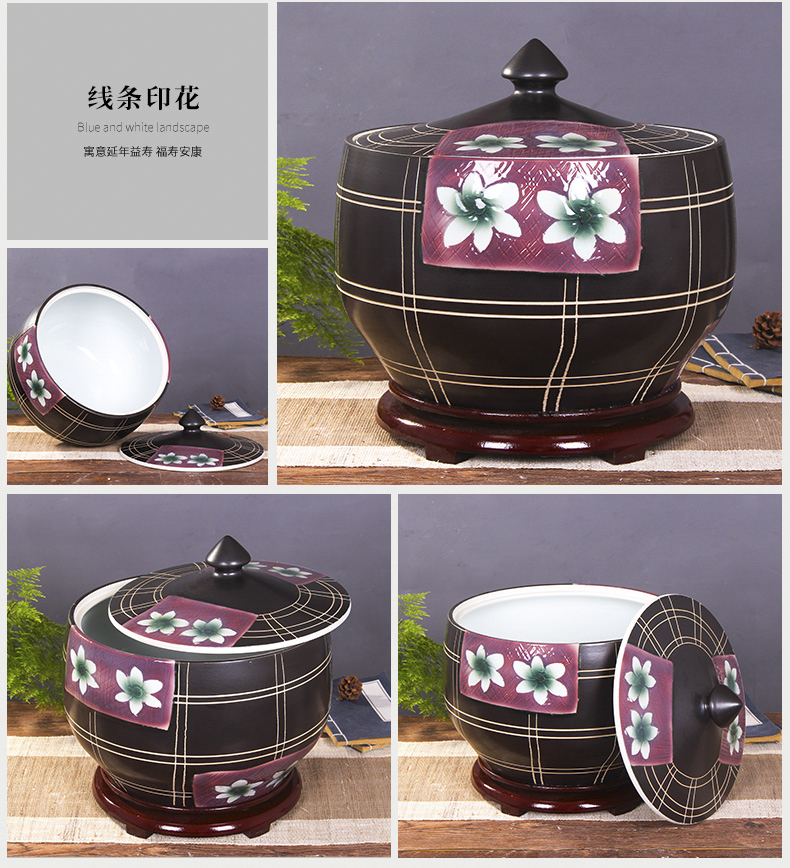 Jingdezhen kitchen household ceramic barrel storage bins with cover insect - resistant type seal tank cylinder storage tank