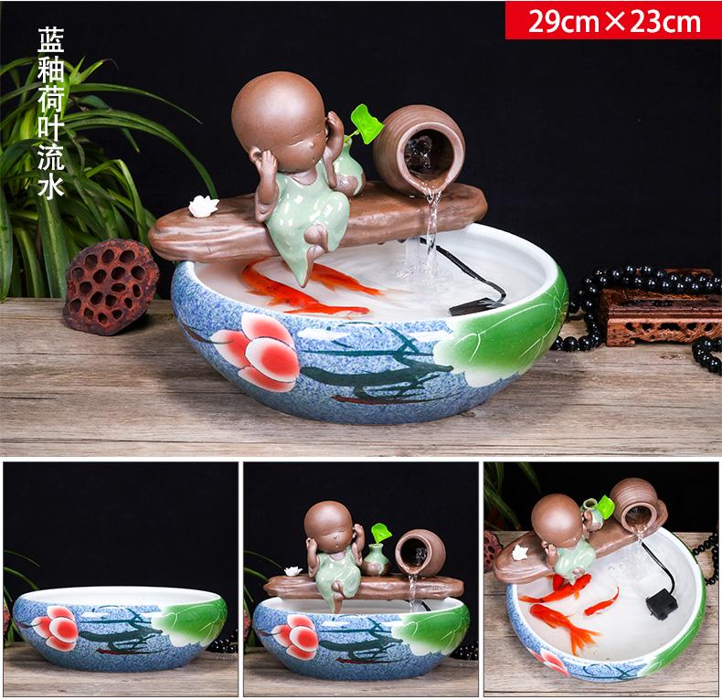 Jingdezhen ceramic aquarium desktop fountain water tank household small fish bowl decorated living room a goldfish bowl