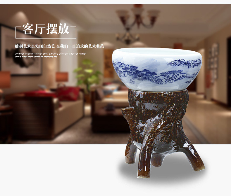 Jingdezhen ceramic aquarium large ceramic column goldfish bowl the tortoise GangPen sleep bowl lotus refers to basin of lotus cylinder