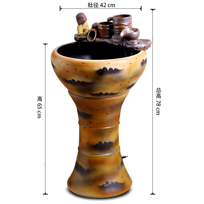 Jingdezhen ceramic goldfish bowl circulating water filter tank furnishing articles carp cylinder small fountain pump humidifier