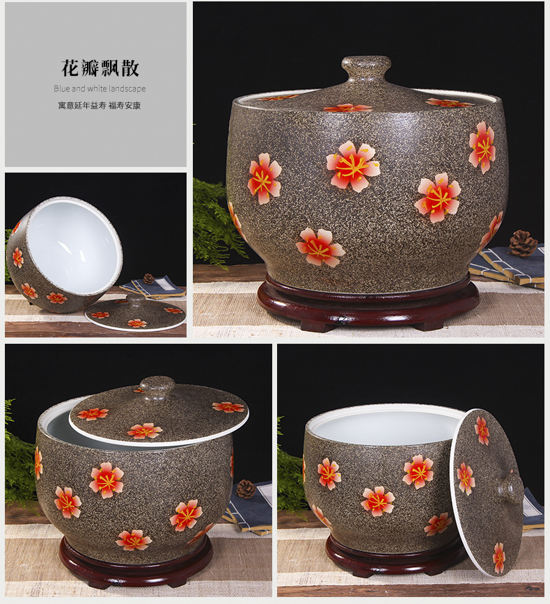 Art spirit of jingdezhen ceramic barrel ricer box store meter box with cover insect - resistant seal tank cylinder storage tank