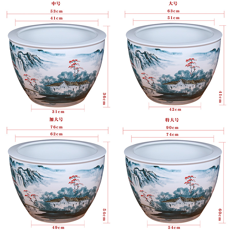 Jingdezhen ceramic aquarium tank 1 m porcelain jar goldfish bowl lotus lotus POTS bowl lotus cylinder cylinder tortoise courtyard