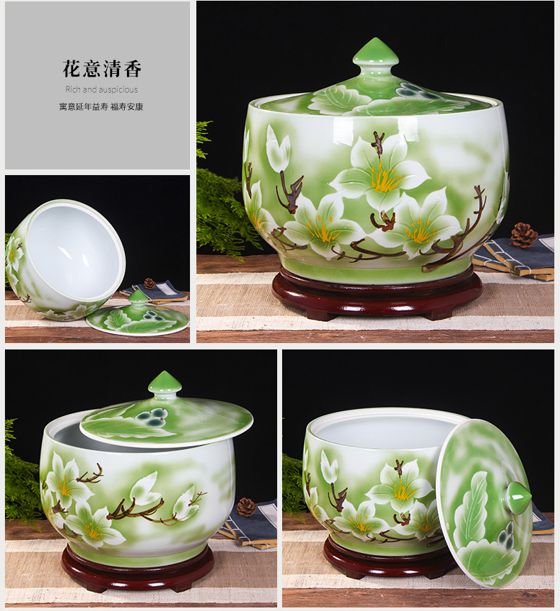 Art spirit of jingdezhen ceramic barrel ricer box store meter box with cover insect - resistant seal tank cylinder storage tank