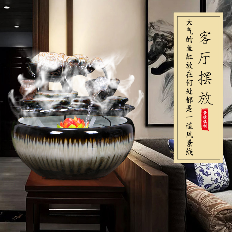 Jingdezhen ceramic aquarium water fountain creative small fish from cycle furnishing articles home sitting room a goldfish bowl